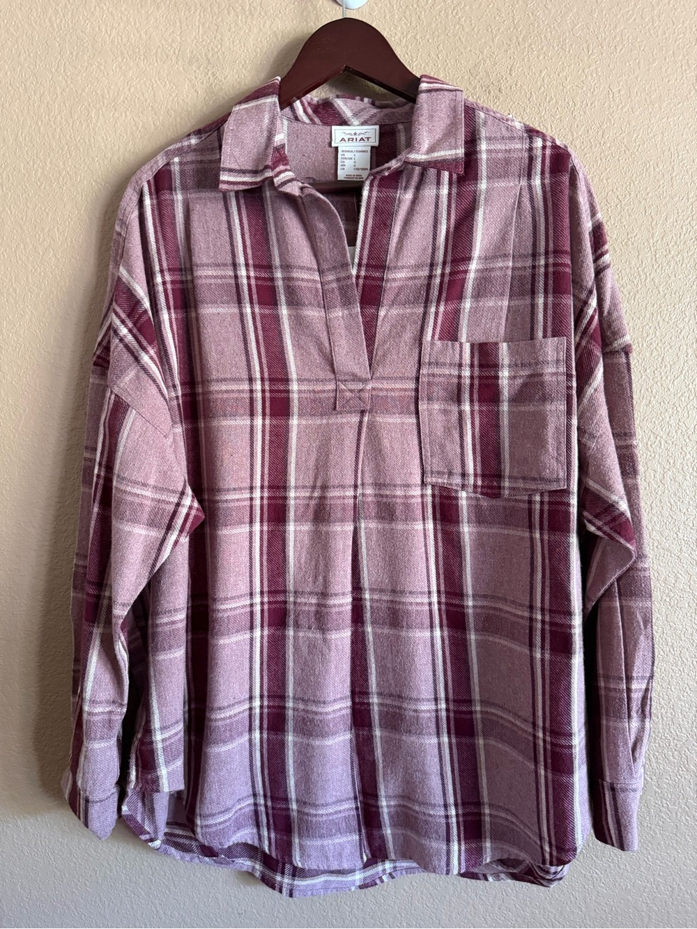 Ariat Purple Wild West Plaid Long-Sleeve Tunic Size Large NWT